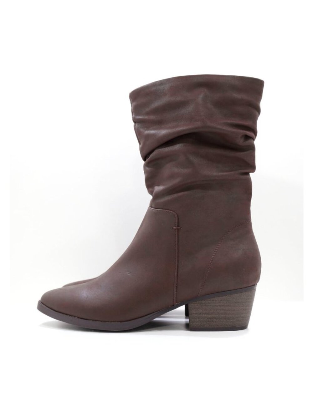 BareTraps Gelly Brown Faux Leather Slouchy Mid-Calf 2" Block Heel Boots - 10